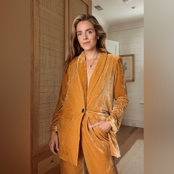 Endless Rose Velvet Set Single Breasted Blazer & Trousers - Gold sz XS - Picture 2 of 11